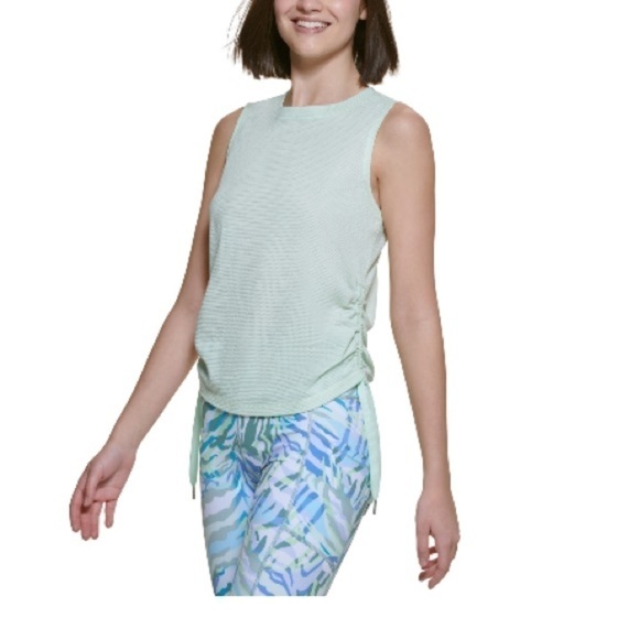 Calvin Klein Performance Womens Green Active Ruched Sides Tank Top Shirt NWT - Picture 7 of 9